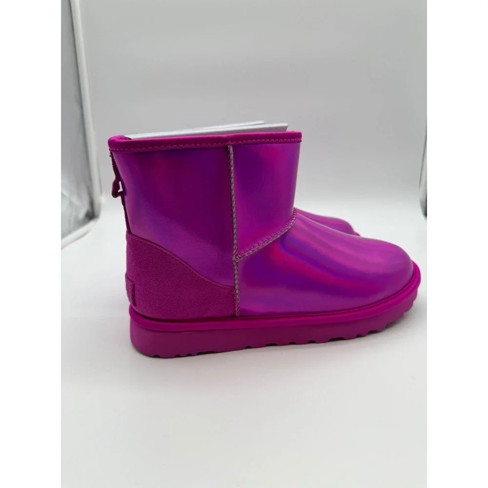 UGG Classic Mini Metallic Fuchsia Pink Iridescent Ankle Boots Women 9